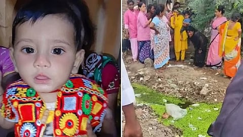 Two-year-old  (L) drowns in trench (R) in Pune district