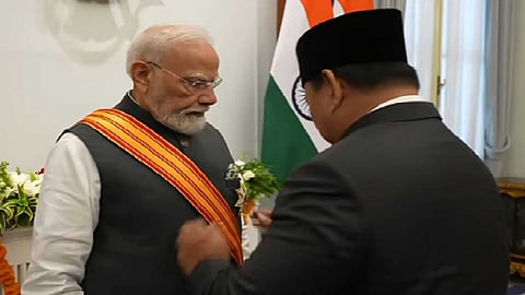 PM Modi conferred with Indonesia's highest honour 'Bintang Adipurna' in Jakarta, Indonesian President Prabowo Subianto presented the medal to Modi. 