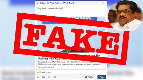 Case over FB post spreading fake news targeting former Kerala Assembly Speaker