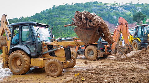 Search operations at Wayanad tunnel project landslide site.