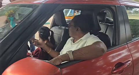 Hyderabad SI booked after video of minor grand daughter driving car goes viral
