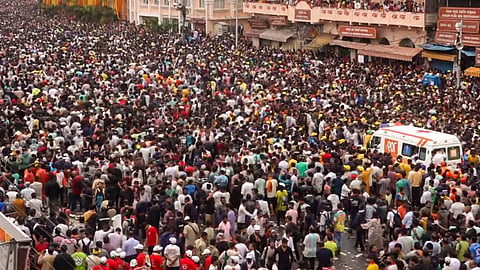 Crowd surge during the Jagannath Rath Yatra, in Puri, Odisha, Thursday, July 16, 2026.