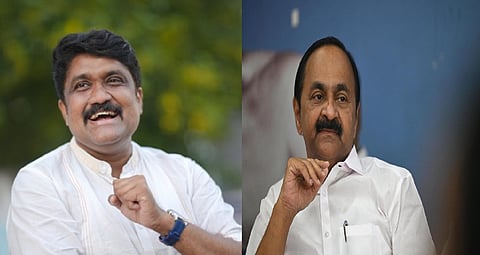 CPI(M) Rajya Sabha MP A A Rahim and  Kerala Chief Minister V D Satheesan