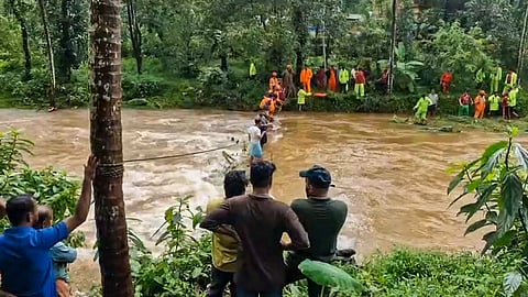 Search operation underway for a man swept away in the Kanjirappuzha river, in Kannur, Kerala, Sunday, Aug. 2, 2026.