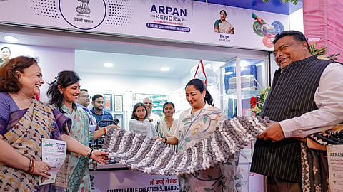 Delhi Chief Minister Rekha Gupta inaugurates the 'Arpan' donation centre at Punjabi Bagh West Metro Station, in New Delhi.