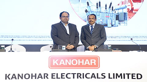 (L-R): Mr. Abhishek Singhal, Whole-time Director and Mr. Vivek Singhal, Whole-time Director, Kanohar Electricals Limited at the launch of the Company’s IPO in Mumbai.