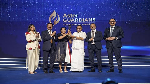 Aster Guardians Global Nursing Award 2026 — Chief Minister V. D. Satheeshan Presents $250,000 Prize to Kottayam Native Nurse Agimol Pradeep