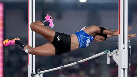 Baranica Elangovan wins historic bronze in women's pole vault