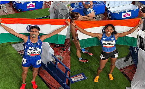 Gulveer (L) wins silver in 1500m, Ramraj  (R) claims bronze in women's 400m 