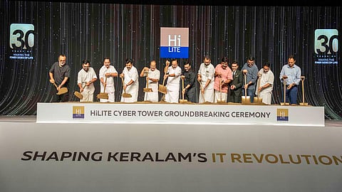 HiLITE Cyber Tower: Chief Minister V. D. Satheesan performs groundbreaking in Kozhikode,  MLA; K. Praveen Kumar, MLA & DCC President, Kozhikode; Ajil Muhammed, CEO of HiLITE Group; P.M.A. Sameer, MLA; M. A. Razak Master, MLA; Seeram Sambasiva Rao IAS, Special Secretary, Department of Electronics & Information Technology.