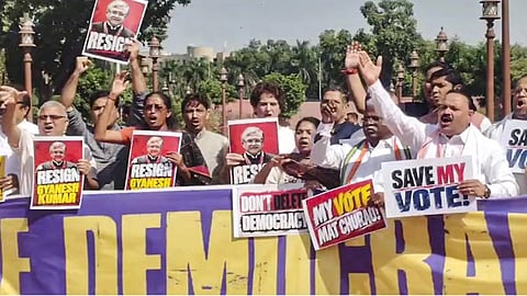 INDIA bloc MPs begin march to EC demanding CEC's resignation