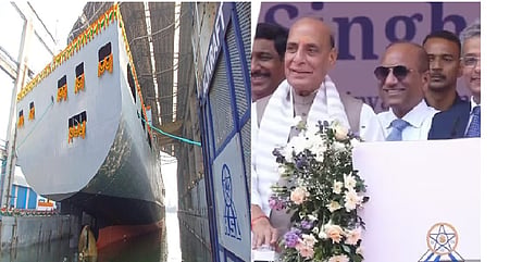 Defence Minister launches Fleet Support Ship-1 at HSL in Vizag