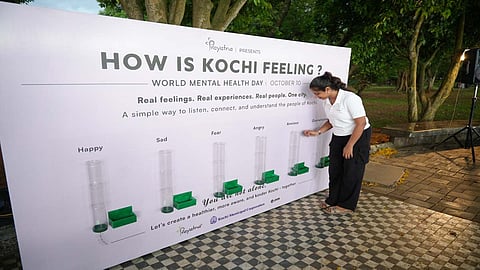 Participant during the 'How is Kochi Feeling' programme by Prayatna Centre for Child Development in association with Kochi Municipal Corporation as part of World Mental Health Day Celebration