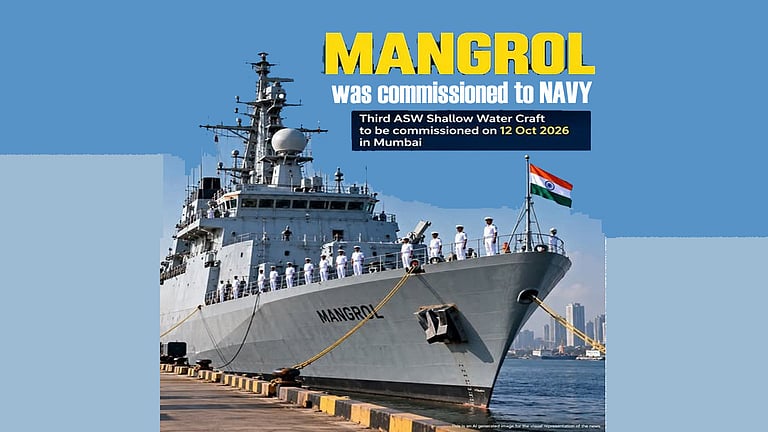 Navy inducts third anti-submarine warfare shallow water craft Mangrol