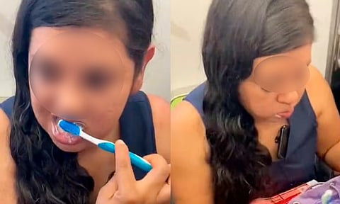 Se lava los dientes viajando en el Metro y causa controversia en TikTok