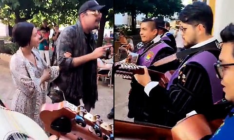 Ángela y Pepe Aguilar se hallan tuna de Michoacán y se avientan "palomazo" [Video]