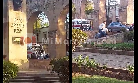 Se agarran a golpes chofer de combi y motociclista en Morelia [Video]