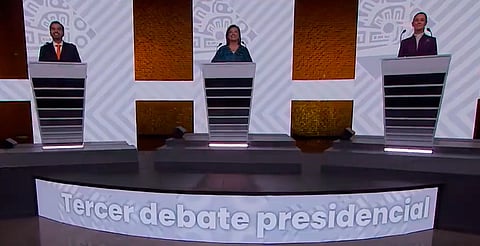 Sheinbaum, Gálvez y Máynez, en último debate presidencial de cara al 2 de junio 
