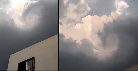 ¿Un tornado? Captan nube giratoria y su "ojo" durante tormenta en Monterrey [VIDEO]