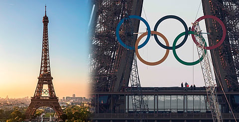 A 50 días de los juegos olímpicos en París, colocan anillos en la Torre Eiffel