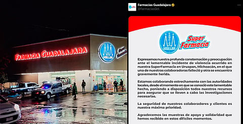 Farmacias Guadalajara lanza comunicado tras asesinato en Uruapan
