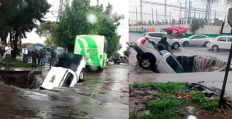 Enorme socavón se traga camioneta [VIDEO]