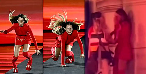 Captan a Belinda llorando tras caerse en la Fashion Week de Paris [VIDEO]