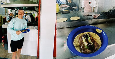 ¡A lo mexicano! Piloto de Fórmula 1 se come sus tacos sentado en la banqueta [FOTOS]