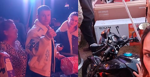 Canelo Álvarez hace posada a sus trabajadores y hasta una moto rifó [VIDEO]