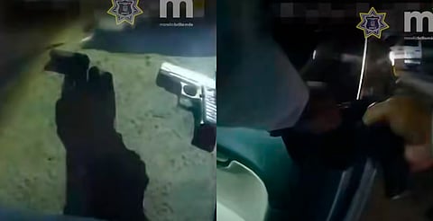 Policía Morelia detiene a dos por portación de arma; estaba escondida en la puerta 