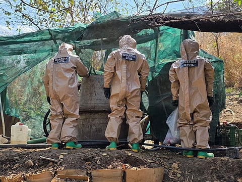 Agentes federales y estatales inhabilitan laboratorio para elaboración de drogas en Peribán
