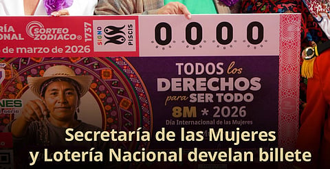 Develan cachito de Lotería por el 8M con QR a la Cartilla de Derechos de las Mujeres