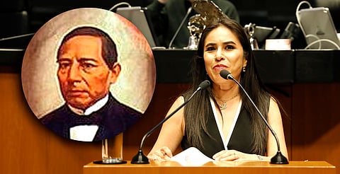 Simey Olvera cambia frase de Benito Juárez en el Senado [VIDEO]