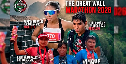 Atletas rarámuris y mixtecas conquistan la Muralla China con oro, plata y bronce