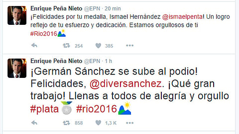 Peña Nieto felicitó en Twitter a los medallistas