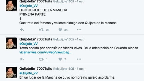 Diariamente se publican varios tuits (Imagen: @elquijote1605)