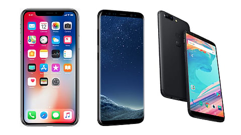 Más grandes, Más rápidos y Más caros, así son los celulares que marcaron la tendencia el 2017. (Foto: Appple.com, Samsung.com, Oneplus.co)