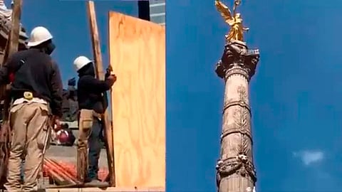 La mañana de este sábado se realizó un cerco para reparar los daños causados en el monumento (Foto: captura)