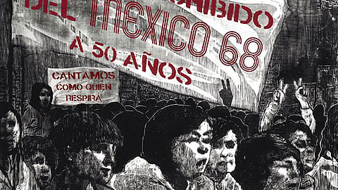 La exposición “Tlatelolco 1968” permanecerá abierta al público hasta el 4 de noviembre (Foto twitter CinetecaMexico)