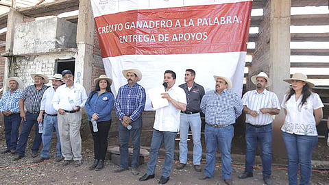 Ganaderos de Parácuaro recibieron vaquillas y sementales bovinos (Foto Cortesía)   
