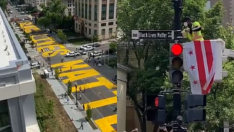 La calle 16, ahora tiene la leyenda de “Black Lives Matter” (Fotograma Twitter: @MurielBowser)
