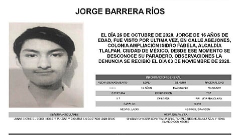 En redes sociales compartieron una Alerta antigua de marzo en la que se muestra que Jorge también fue reportado como desaparecido en ese mes (Foto: FiscaliaCDMX)