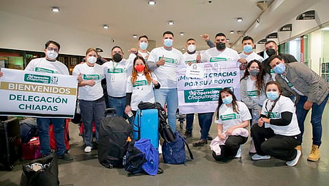 Llegaron 27 trabajadores de Veracruz Sur, 19 de Chiapas y un contingente de Durango de 13 trabajadores del área de enfermería (Foto Cortesía) 
