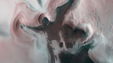 La imagen fue captada mientras el hemisferio sur de Marte pasa por el verano (Foto: Agencia Espacial Europea)
