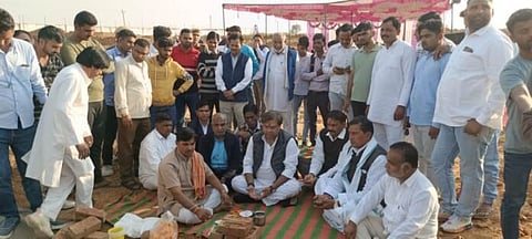 MLA and others laying the foundation stone of the college building [Photo- Abdul Mahir, The Mooknayak]