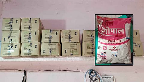 Milk powder reached schools like Mukhyamantri Bal Gopal Yojana [Photo- Abdul Mahir, The Mooknayak]