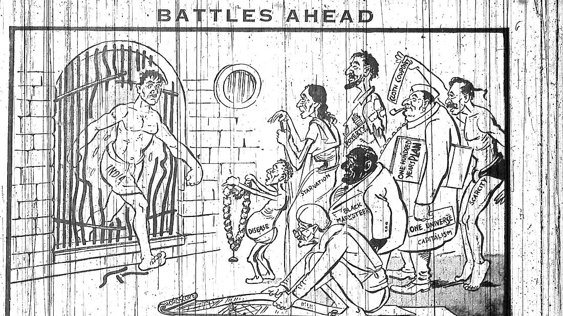 

Cartoon on the Op-Ed page of National Herald’s Independence issue dated August 15, 1947