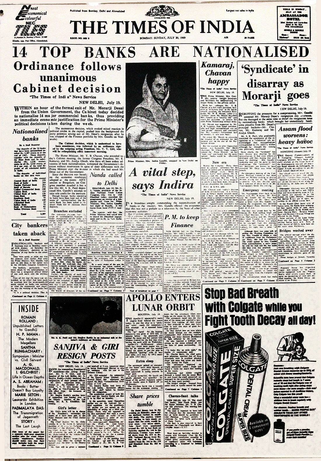 Indira at 100: 18/07/69—Indian banks nationalised, and the moon