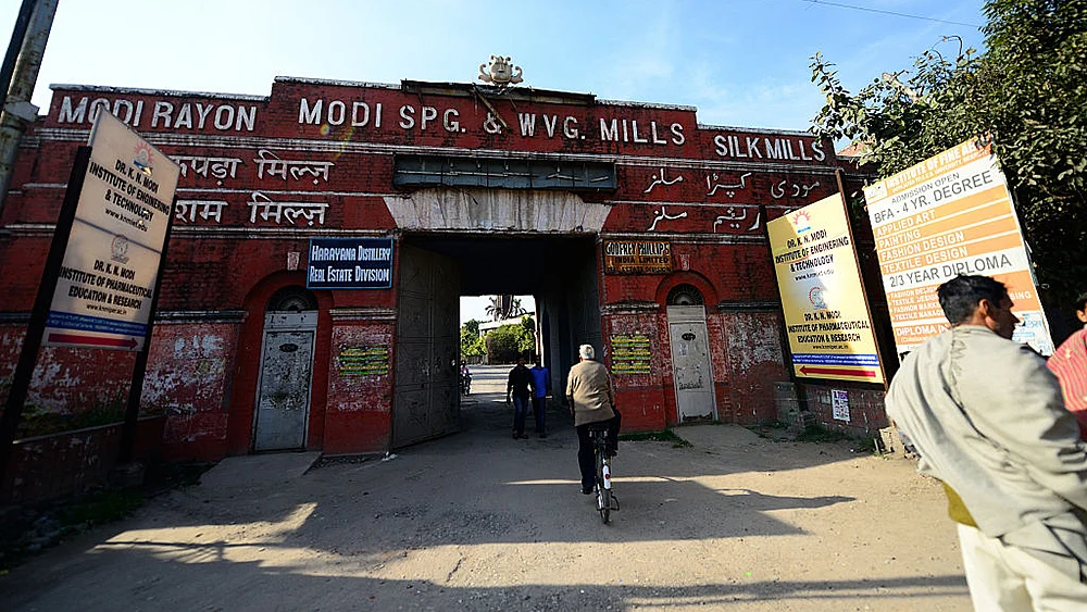 The closed down Modi Spinning and Weaving Mills factory in Modi Nagar, UP. India is witnessing growing anger over joblessness; Photo by Priyanka Parashar/Mint via Getty Images