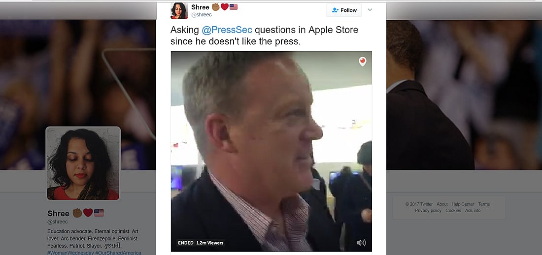 Watch: Shree asking Spicer how it feels to work for a ‘fascist’
